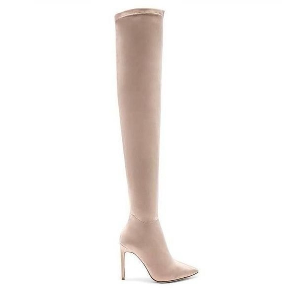 RAYE Nude Satin Sable Over The
Knee Boots Stiletto Heel NWOT